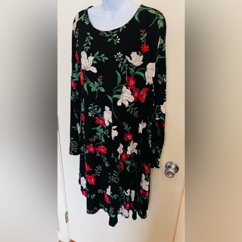 Old Navy Black Floral Long Sleeve Midi Dress Size 2X Plusβ